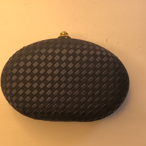 Navy Blue Clutch Purse with Pearl closure - Picture 3 of 5